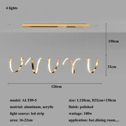 DecorBites™ Gold Irregular LED Pendant Lights for Modern Living & Dining Room Lighting