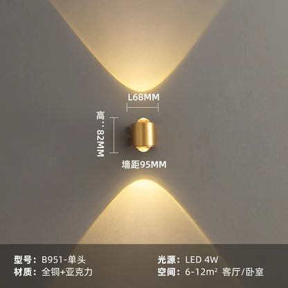 مصباح حائط DecorBites™‎ LED نحاسي عصري بجانب السرير للقراءة داخل المنزل بتصميم نورديك سكون