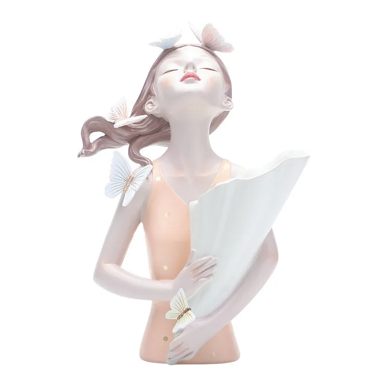 DecorBites™ Decorative Butterfly Girl Sculptures Resin Flower Vase Ornaments