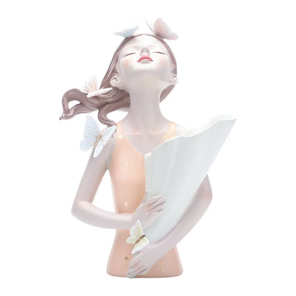 DecorBites™ Decorative Butterfly Girl Sculptures Resin Flower Vase Ornaments