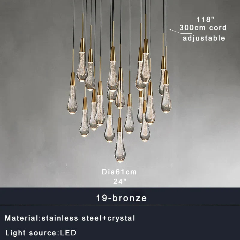 DecorBites™ Crystal Water-drop Ceiling Chandelier: Elegant Dining Table Lighting Fixture