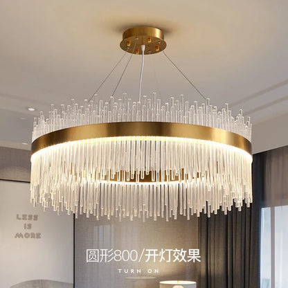 DecorBites™ Crystal Chandelier: Modern Nordic LED Lighting for Living Room, Dining, and Bedroom