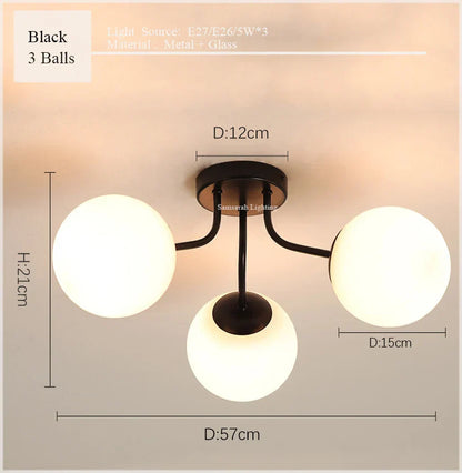 ثريا سقف زجاجية من DecorBites™ بتصميم كرة معلقة لغرفة المعيشة الحديثة وغرفة النوم