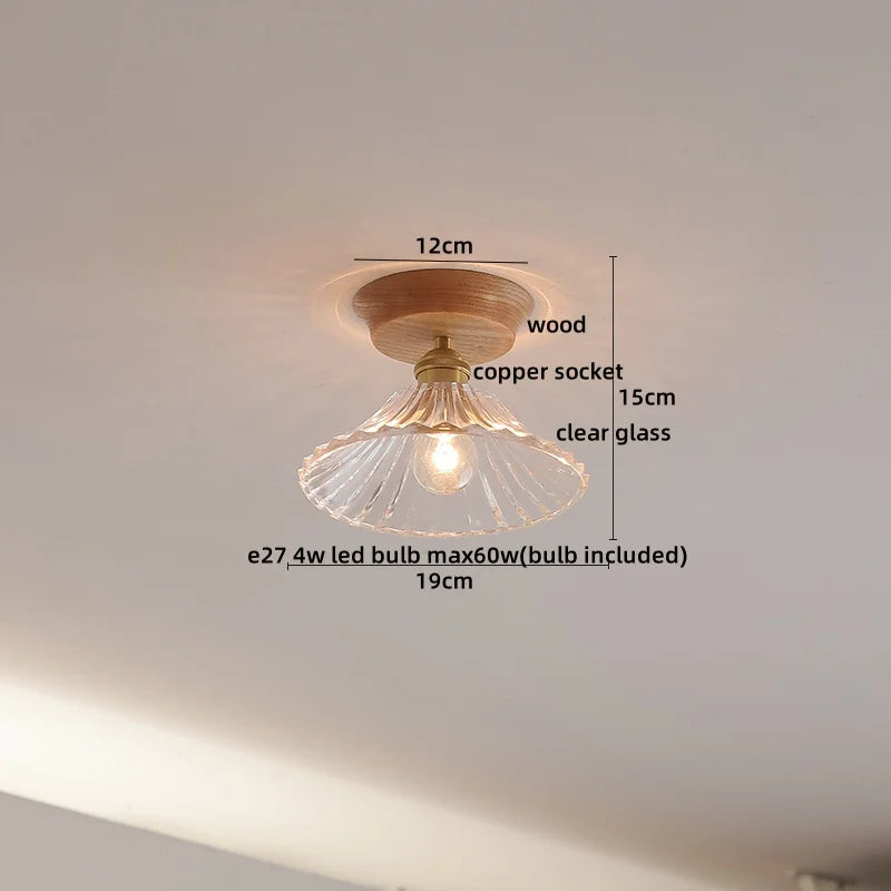 Lámpara de techo LED de vidrio y madera Decorbites™ para iluminación y decoración del hogar