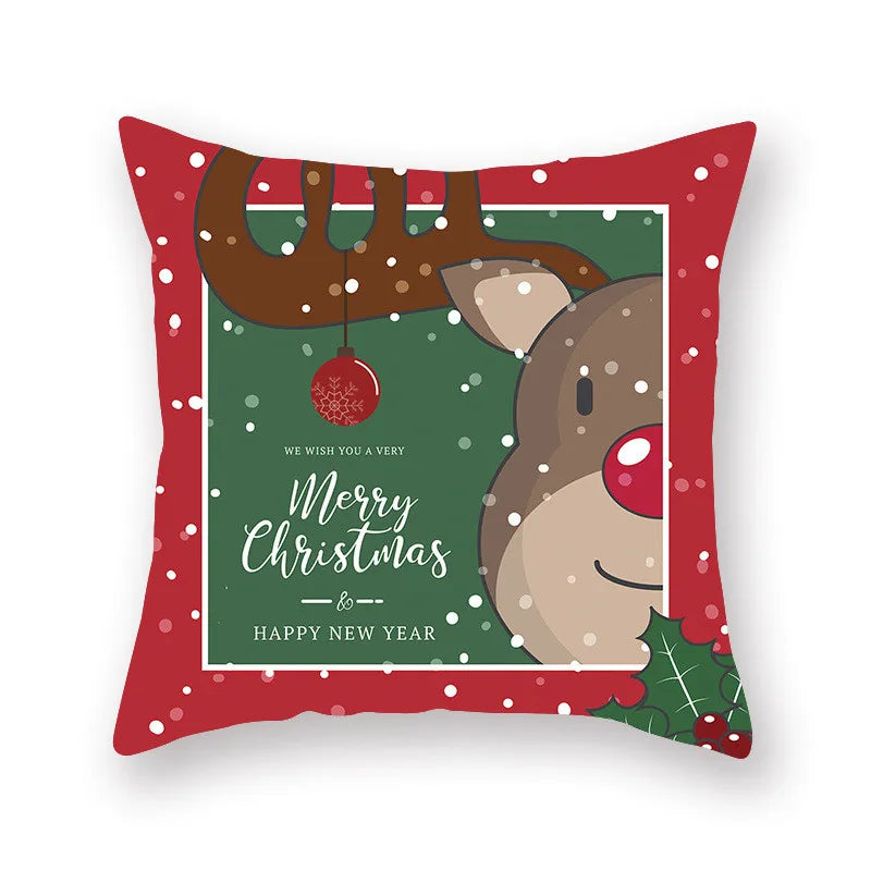 DecorBites™ Christmas Santa Elk Pillowcase 45x45cm for Sofa Chair Decor