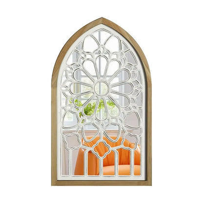 DecorBites™ Gothic Rose Window Carved Mirror for Wall Decor in Living Room, Bedroom