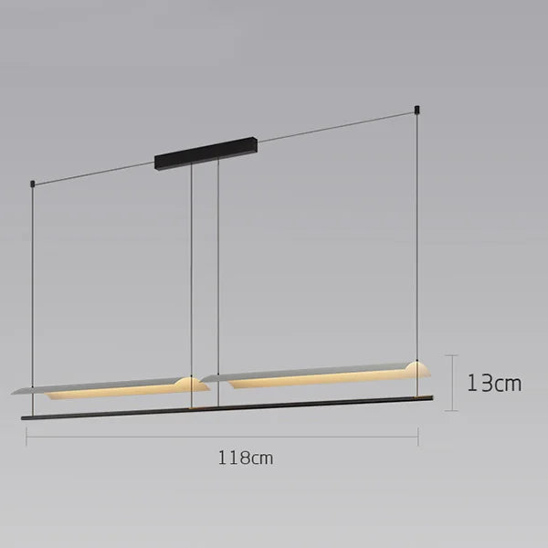 Wabi-Sabi Black Metal Acrylic Strip Pendant Light
