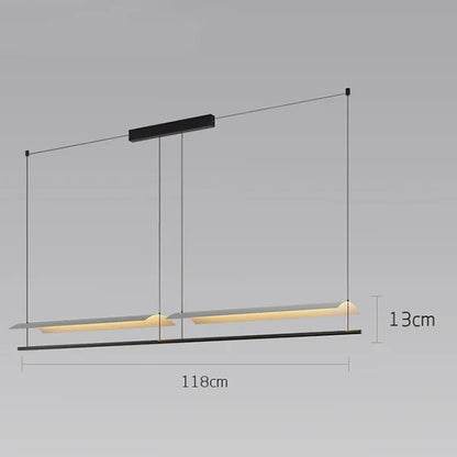 Wabi-Sabi Black Metal Acrylic Strip Pendant Light