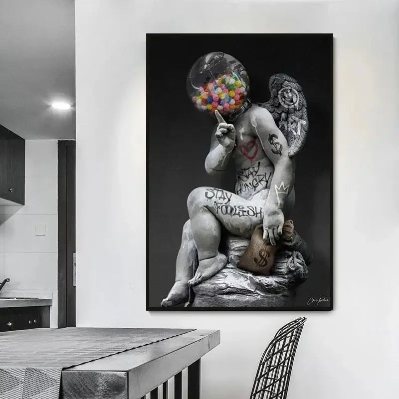 DecorBites™ David Graffiti Art Canvas Print for Room Decor