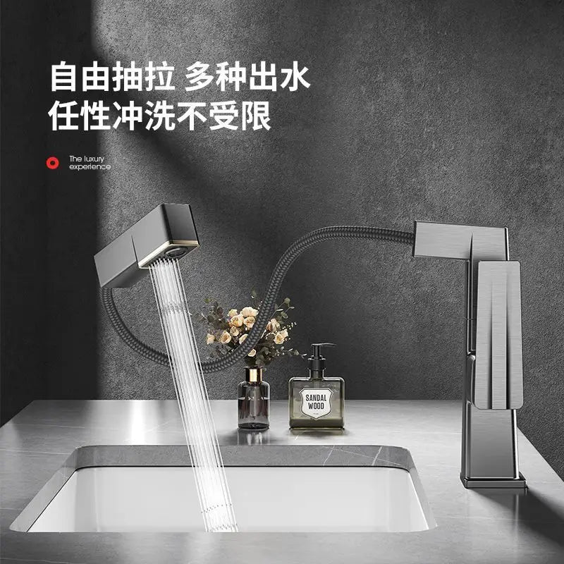 DecorBites™ LED Basin Faucet Pull Out Mixer Tap Hot Cold Water Bathroom Sink Vanity