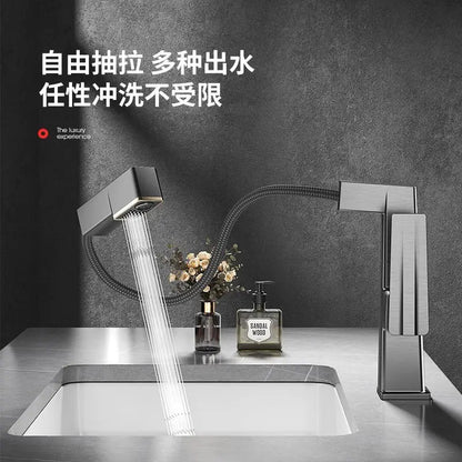 DecorBites™ LED Basin Faucet Pull Out Mixer Tap Hot Cold Water Bathroom Sink Vanity