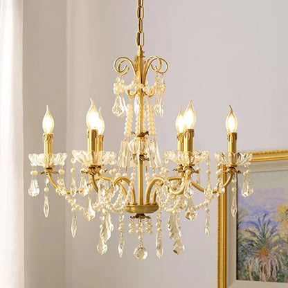 DecorBites™ Gold Brass Crystal Chandelier - Luxurious Candle Lights for Villa Living Room