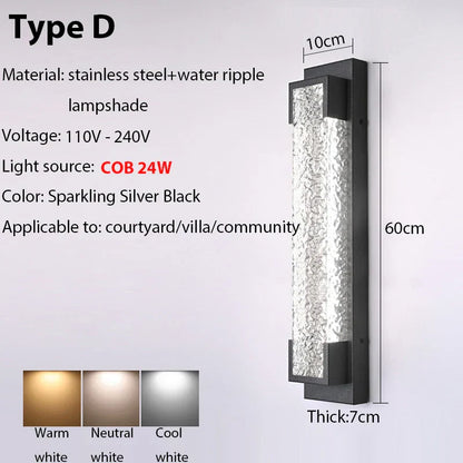 DecorBites™ Dimmable LED Stainless Steel Outdoor Wall Sconce for Villa Garage Garden Courtyard