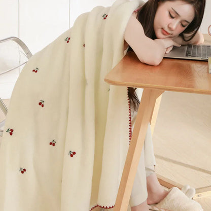 DecorBites™ Baby Velvet Embroidered Blanket: Double-Sided Warm Travel Bedroom Sofa Cover