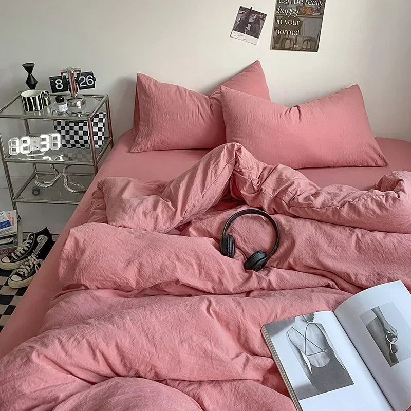 طقم مفروشات قطنية DecorBites™ مع غطاء لحاف وملاءة وغطاء وسادة