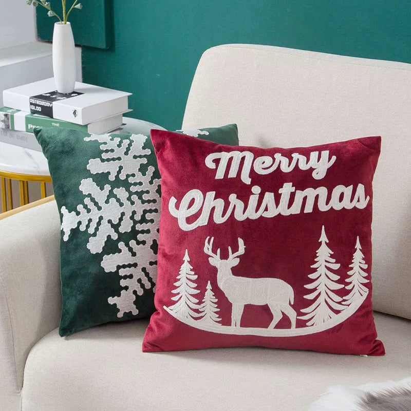 DecorBites™ Embroidered Christmas Pillow Cover Set