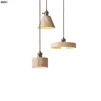 Decorbites™ LED Gelbe Travertin-Stein-Hängeleuchten | Wabi Sabi Vintage Hängelampe