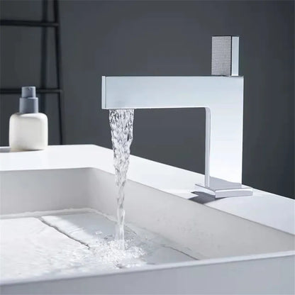 DecorBites™ Brushed Gold Brass Bathroom Basin Faucet Single Handle Cold Hot Water Sink Tap