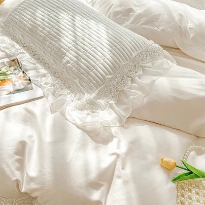 DecorBites™ Lace Ruffles Princess Style 100% Cotton Bedding Set