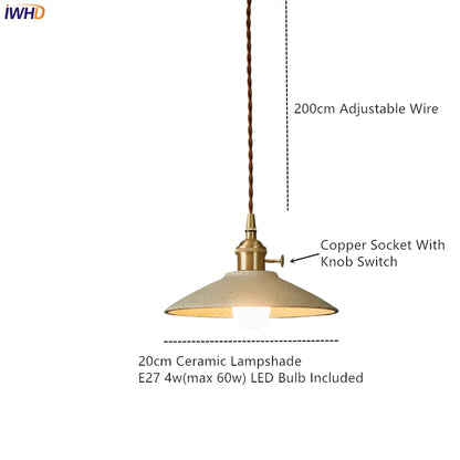 DecorBites™ Ceramic LED Pendant Lamp Copper Hanglamp for Dining Living Room Lighting