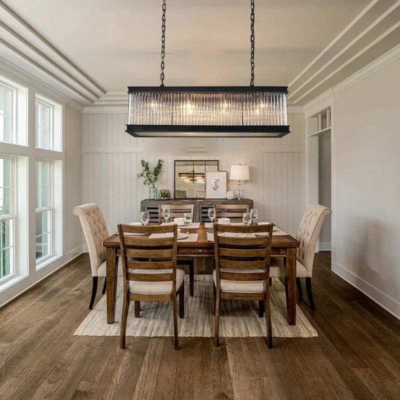 DecorBites™ Kristal Glass Rectangle Pendant Lights - Nordic Classic Dining Table Luminaire