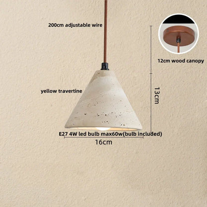 DecorBites™ LED Pendant Lamp Yellow Travertine Japanese Style Adjustable Hanging Light