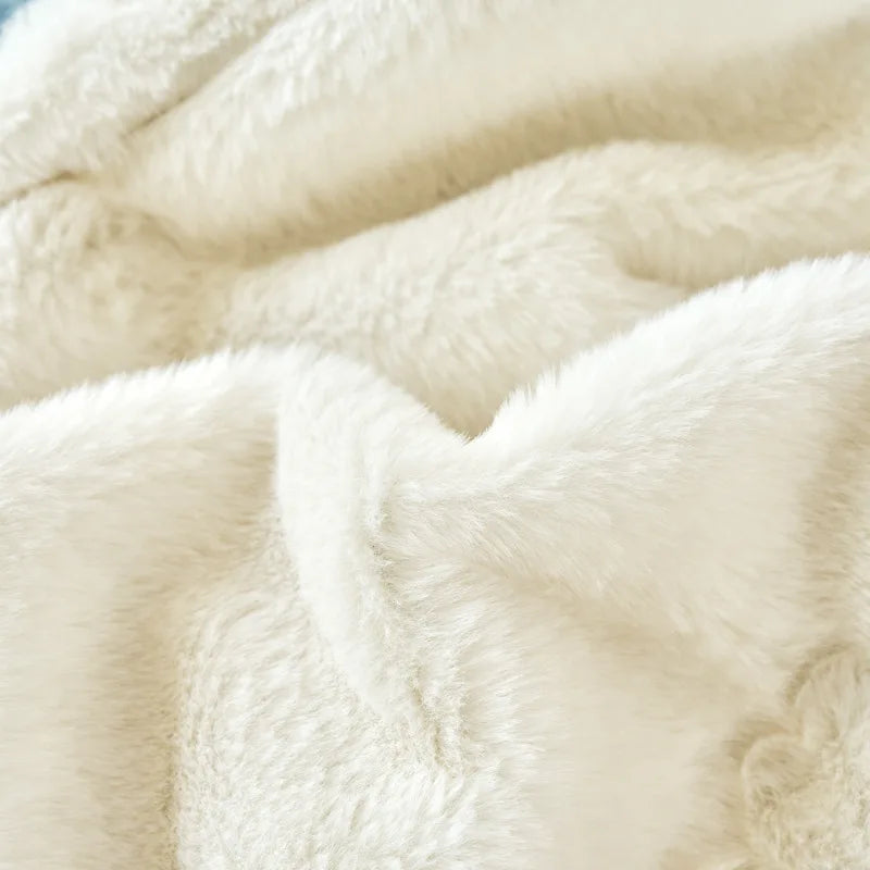 Manta DecorBites™ de piel sintética de conejo, suave y esponjosa, ideal para cama individual. Manta cálida y antiestática.