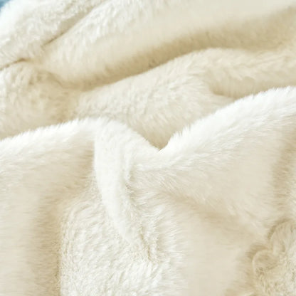 Manta DecorBites™ de piel sintética de conejo, suave y esponjosa, ideal para cama individual. Manta cálida y antiestática.