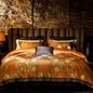 Decobites Luxury Black Gold Brocade Jacquard Cotton Bedding Set