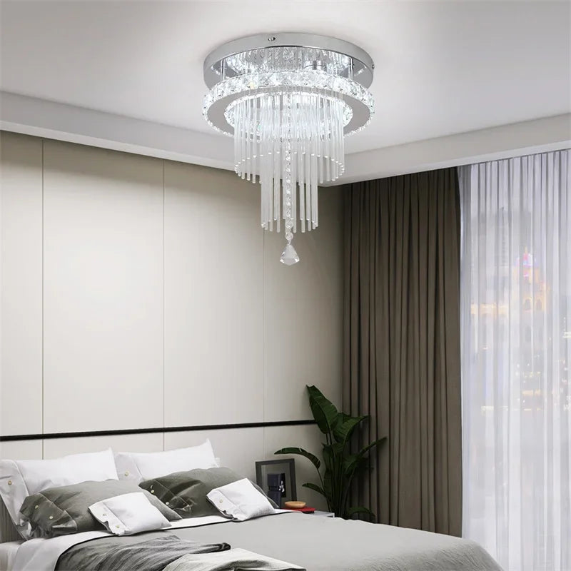 DecorBites™ Crystal Raindrop Chandelier LED Ceiling Light for Dining Living Bedroom