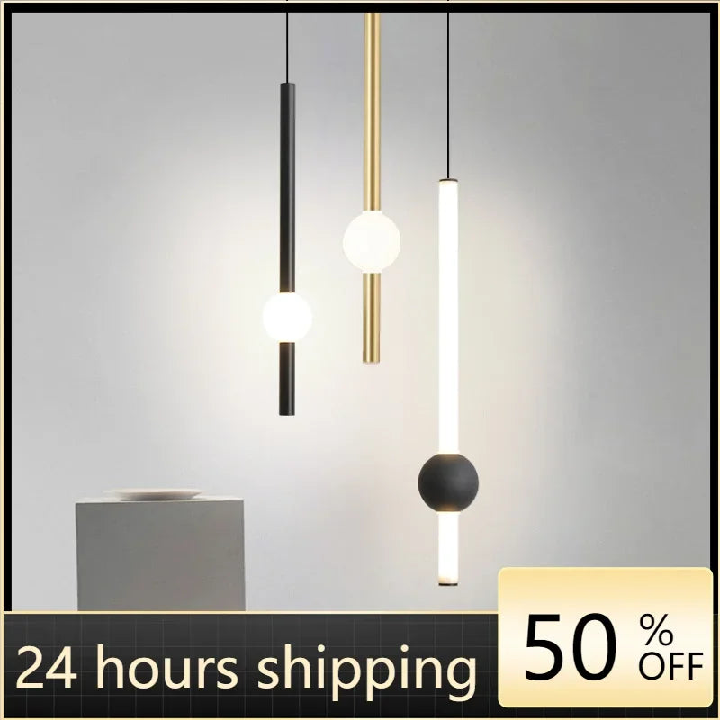 DecorBites™ Glass Rod Pendant Light - Modern Long Hanging Lamp for Living Room, Bedroom & Shop