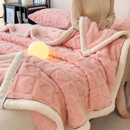 Manta de siesta DecorBites™ Cozy Jacquard Taffeta &amp; Flanel - Edredón cálido y grueso para dormitorio