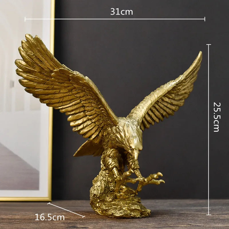 Escultura de Resina Águila Real Dorada™ Decorbites Decoración para el Hogar Figura de Halcón