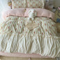 Decobites Vintage French Lace Ruffles Bedding Set with Winter Warm Velvet, Single Queen King Size