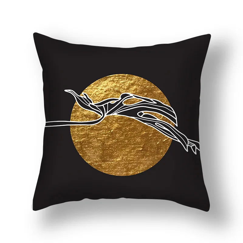 غطاء وسادة أريكة مطبوع عليه أوراق الجنكة من DecorBites™ مقاس 45×45 سم، غطاء وسادة كرسي بتصميم نورديك عصري