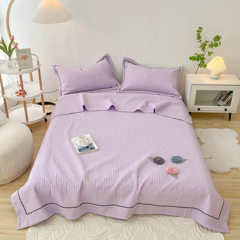 Decobites Princess Bubble Yarn Quilted Comforter Set - Elegant Handmade Flowers, Skin-friendly Blanket