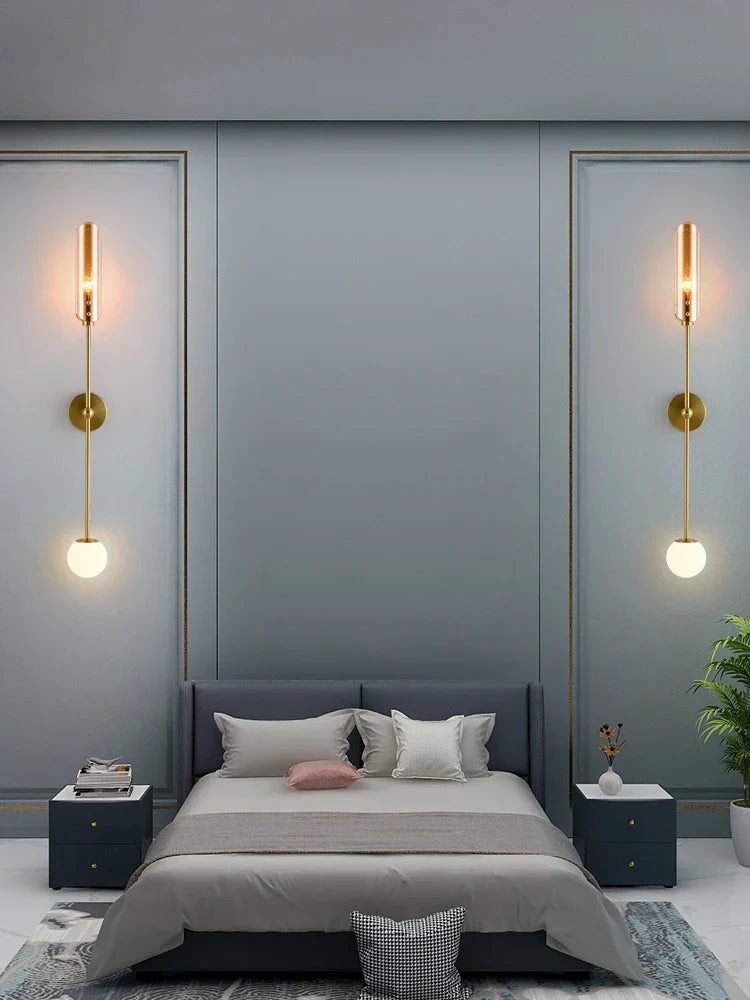 Lámpara de pared DecorBites™ de metal dorado: Lámpara de noche de estilo nórdico para dormitorio o sala de estar moderna