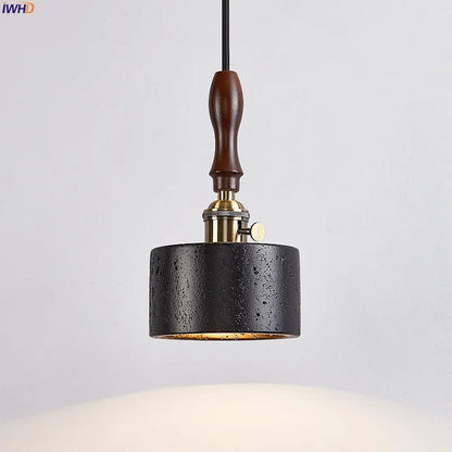 DecorBites™ LED Pendant Lights Black Travertine Table Hanging Lamp for Bedroom Living Dining Room