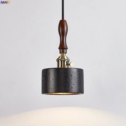 DecorBites™ LED Pendant Lights Black Travertine Table Hanging Lamp for Bedroom Living Dining Room