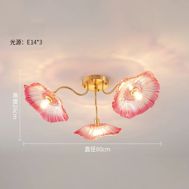 DecorBites™ Lotus Leaf Glass Ceiling Chandelier with E14 Bulb