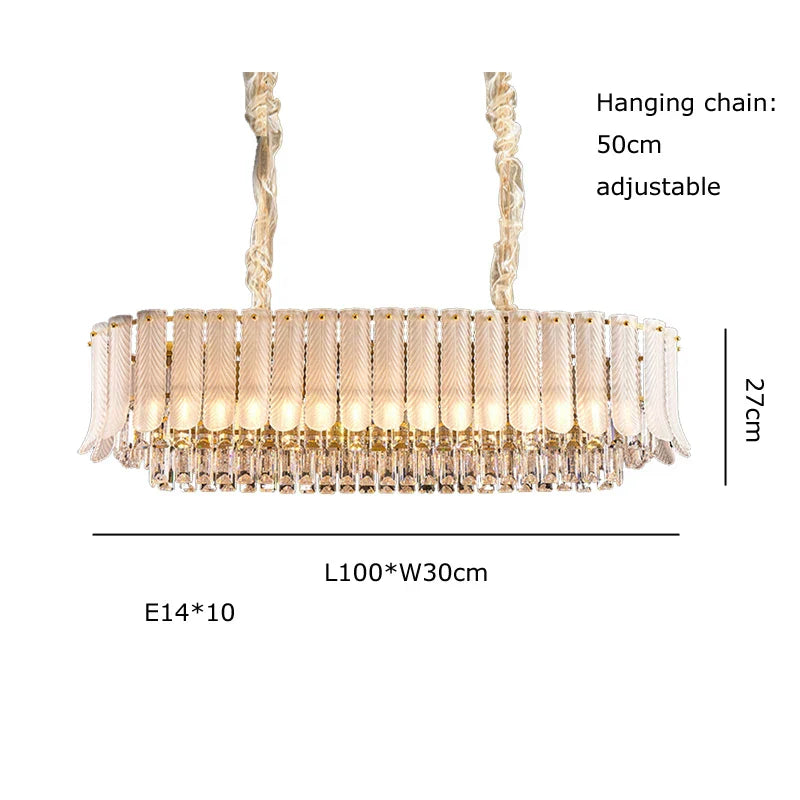 Decorbites™ Lámpara de Araña de Cristal Dorado: Lámpara de Araña Redonda de Lujo Posmoderno para Sala de Estar