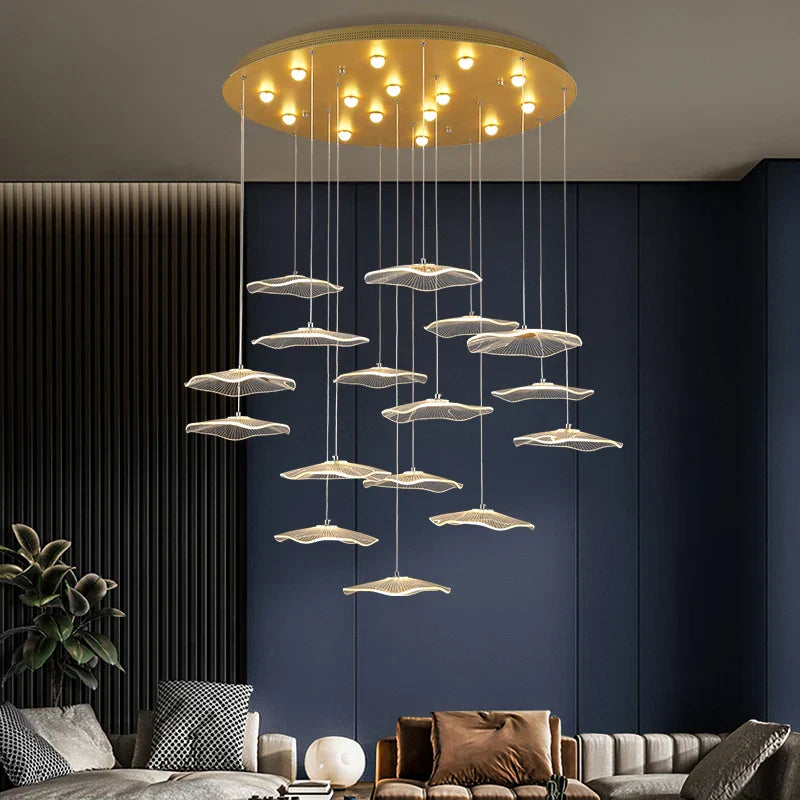 DecorBites™ Lotus Leaf LED Pendant Chandelier for Staircase & Living Room Beauty