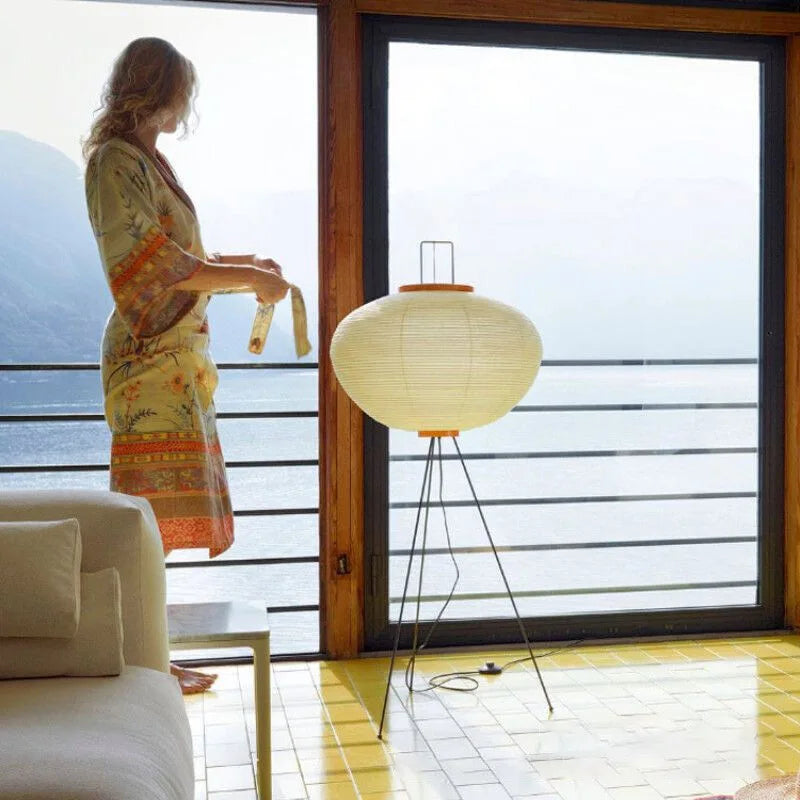 DecorBites™ Japanese Rice Paper LED Floor Lamp Retro Standing Light