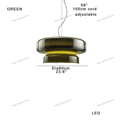 DecorBites™ Amber Green Glass Pendant Light Modern Round Dining Table Decor