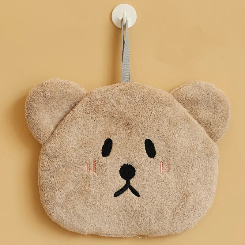 Coral Velvet Hand Towel Bear Design Kids