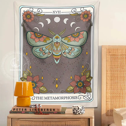 Decobites Metamorphosis Tarot Tapestry: Mystical Forestcore Moon Moth Decor for Home & Dorm