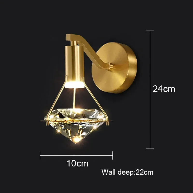 DecorBites™ Diamond Crystal Wall Lamp Luxury Nordic Modern Living Room Lighting