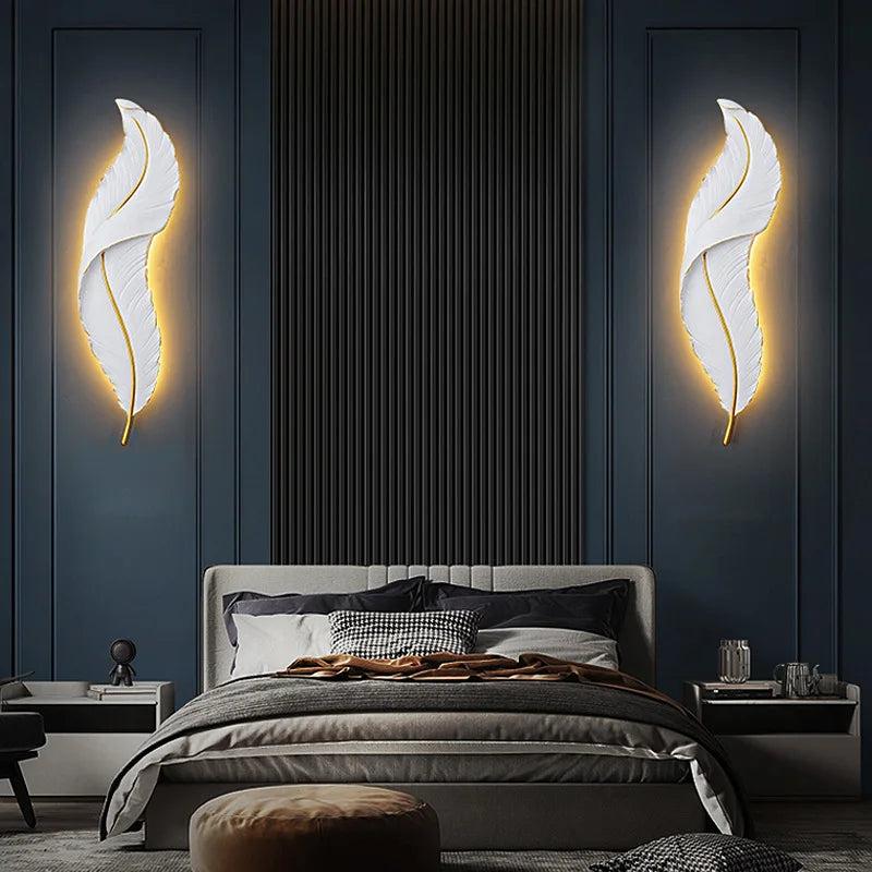 White Feather Wall Sconces