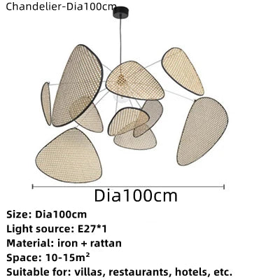 DecorBites™ Hand Made Rattan Art Pendant Chandelier for Modern Living Room, Dining Room, Bedroom.