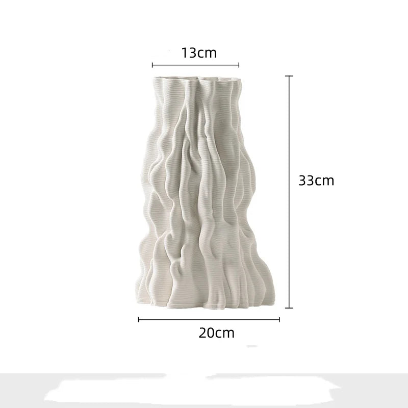 مزهرية خزفية تجريدية غير منتظمة قابلة للطي بتصميم جذعي لديكور المنزل من DecorBites™